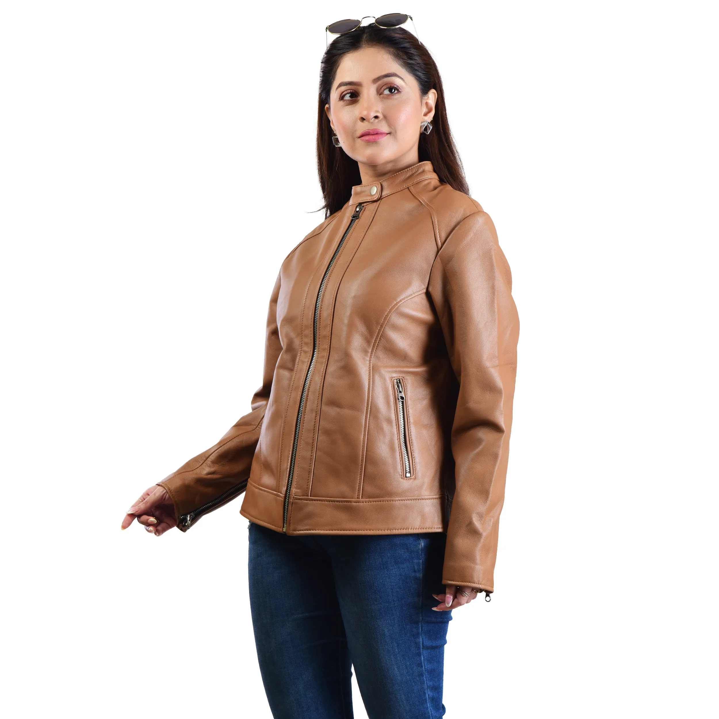 WOMENS LEATHER JACKET 410159(TAN)