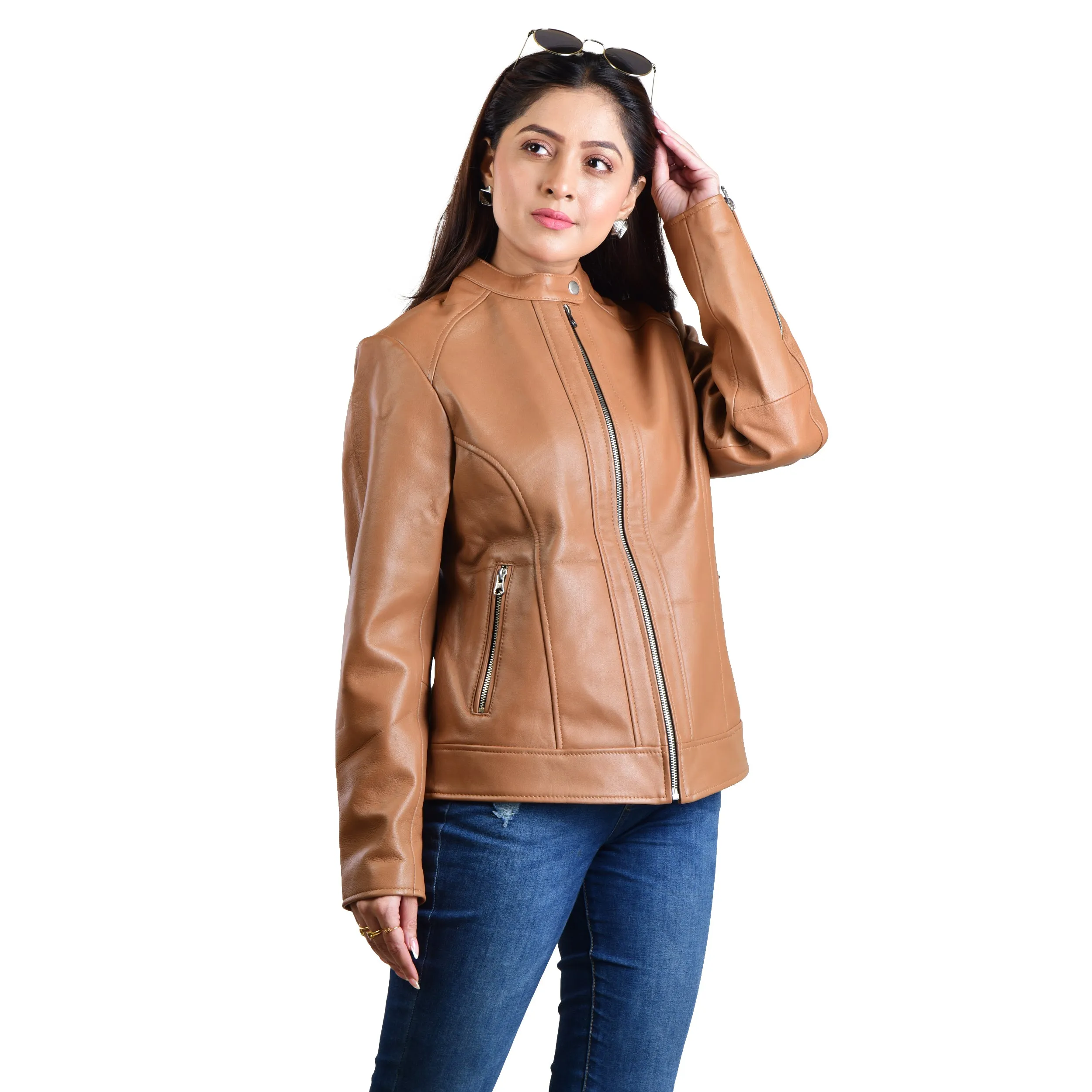 WOMENS LEATHER JACKET 410159(TAN)