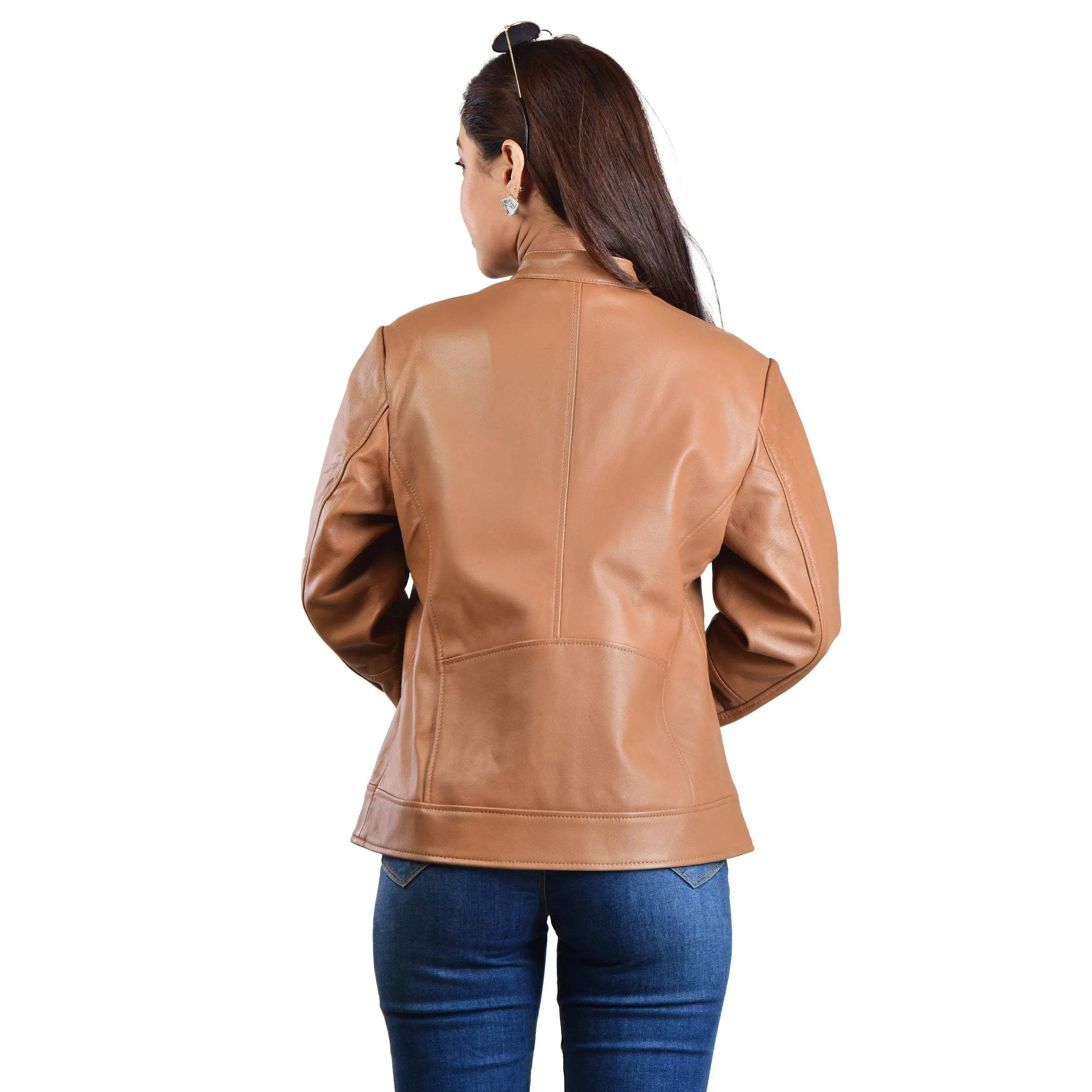 WOMENS LEATHER JACKET 410159(TAN)