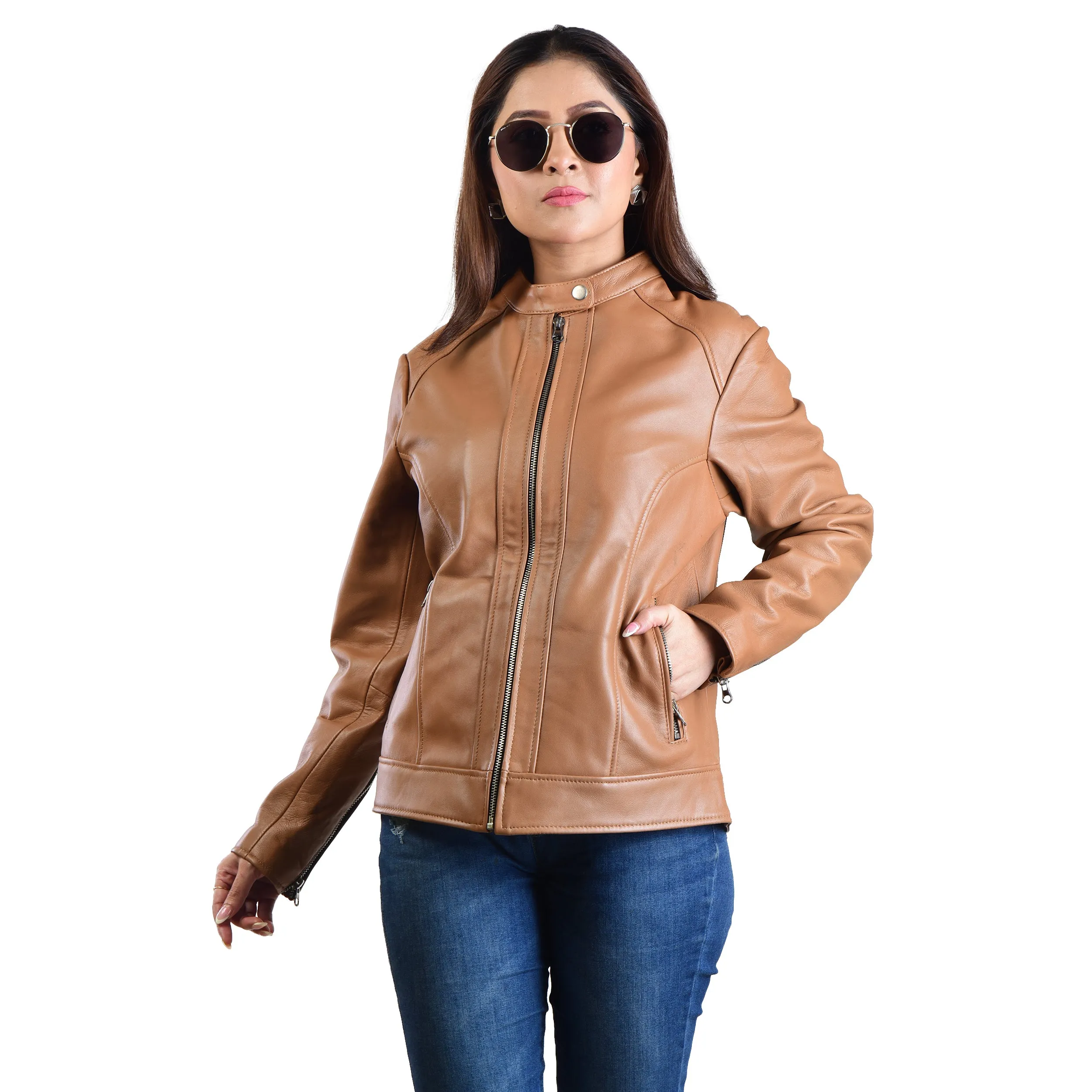 WOMENS LEATHER JACKET 410159(TAN)