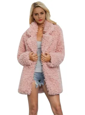 Women's Plush Long-Sleeved Faux Fur Long Jackets