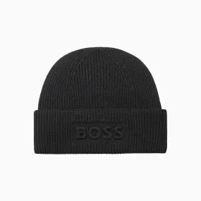 Wool Blend Beanie Hat With Puffy Logo