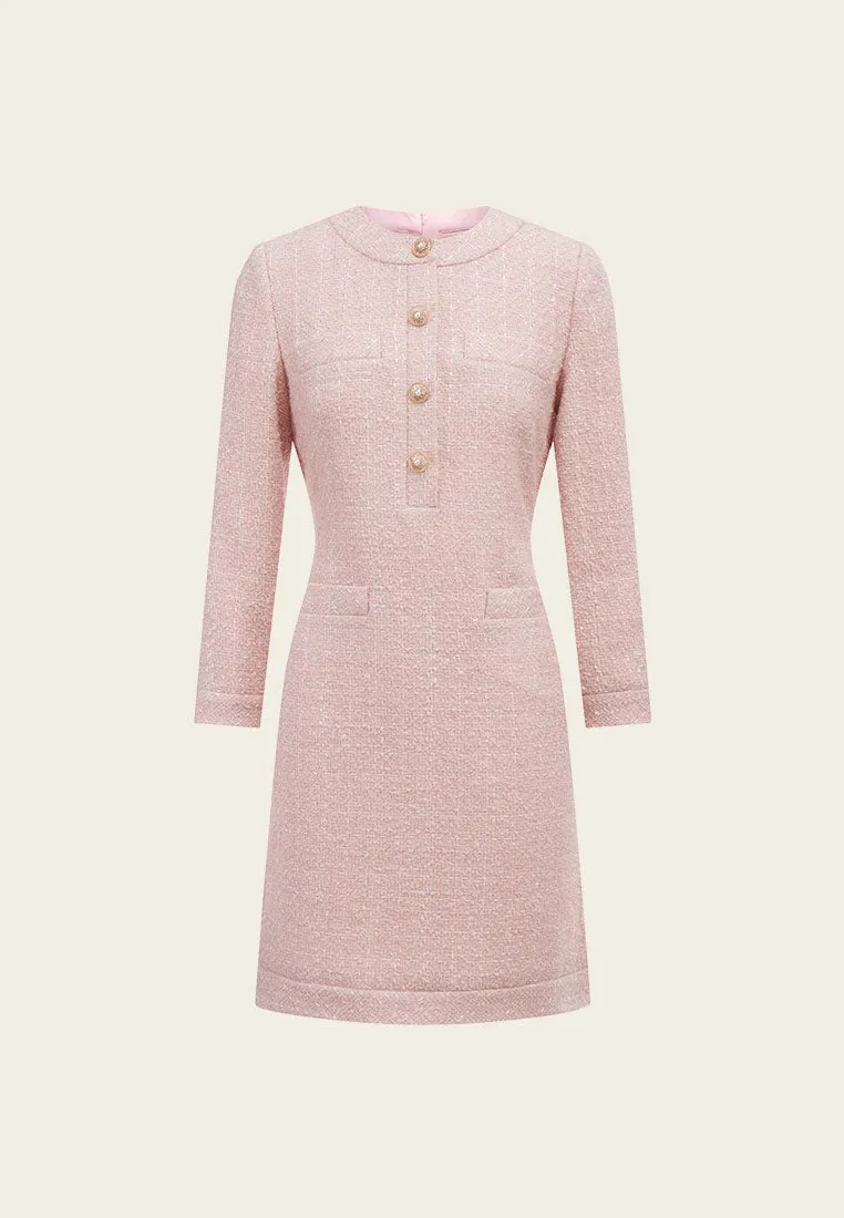 Wool Round Collar Tweed Dress