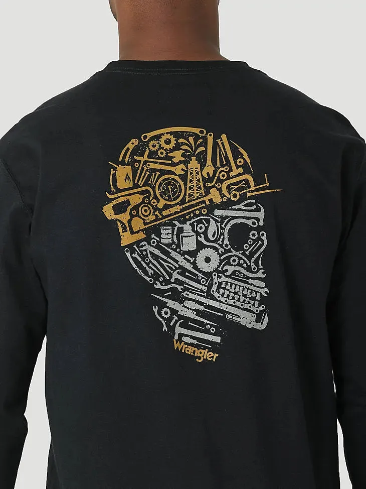 WRANGLER - FR LS SKULL TOOLS LOGO GRAPHIC T-SHIRT IN BLACK