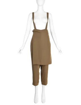 Yohji Yamamoto Vintage SS1988 Greenish-Brown High Waist Apron Pinafore Pants